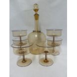 MVM Cappelin, Murano - a Champagne glass service, comprising decanter and stopper and six