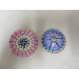 English glass - Two concentric glass millifiori paperweights, 5.5cm diam max (2)