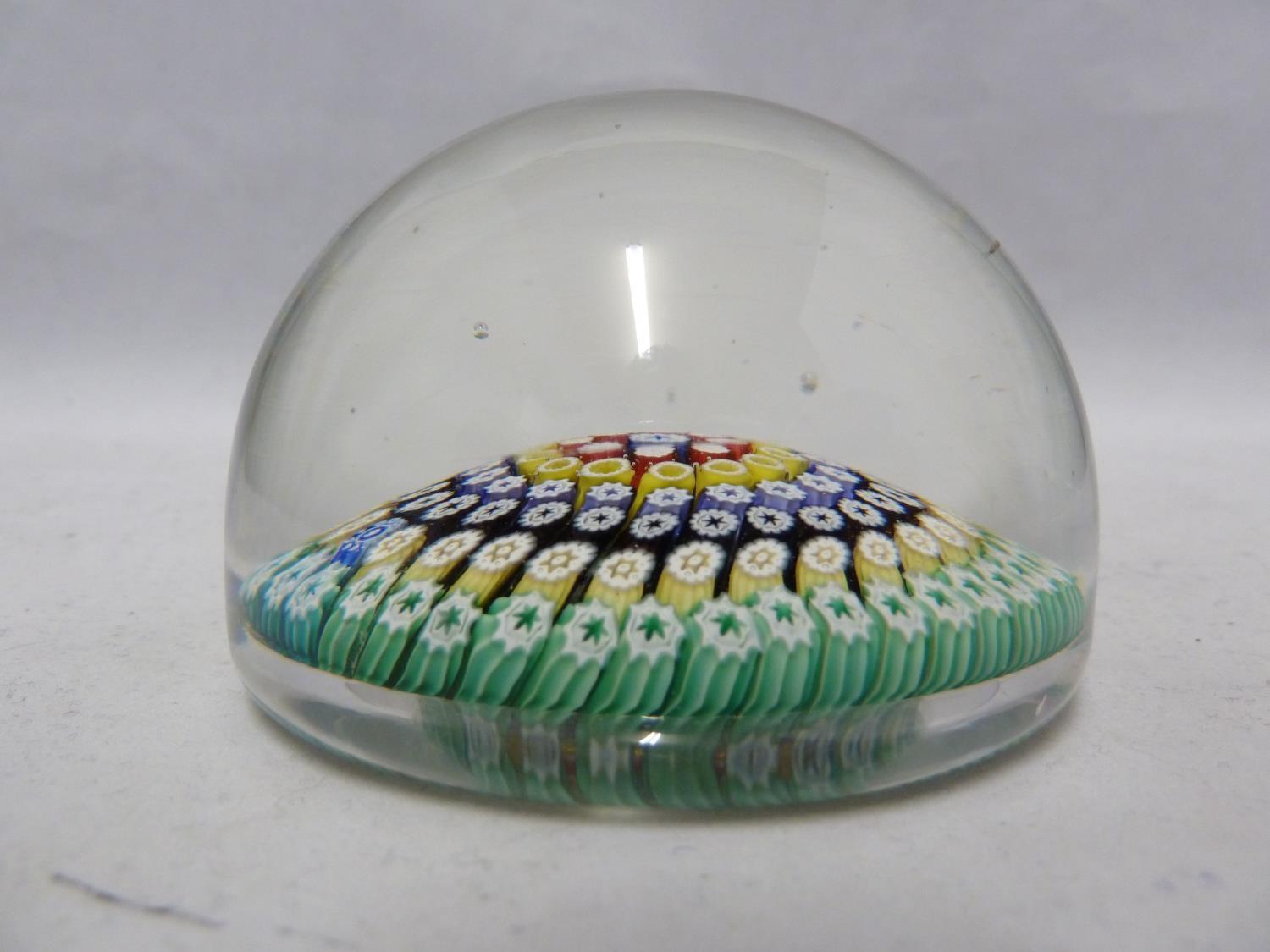 Whitefriars - a glass paperweight, concentric millifiori, canes, date cane for 1977 - Image 3 of 4