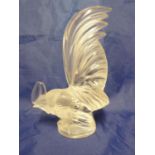 Lalique, France - a Coq Nain Car Mascot, colourless and frosted glass, hand engraved Lalique