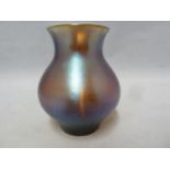 WMF Glass - a Myra vase, the iridescence of green gold on an amber glass body, 10cm high