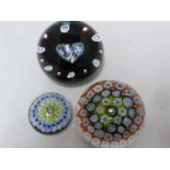 Caithness - a glass paperweight heart, Limited Edition 345/1000; and two other paperweights (3)