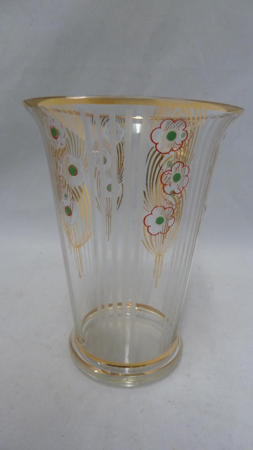 French - an Art Deco vase, of colourless glass enamelled, etched and gilded with stripes - Image 2 of 5