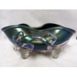 Thomas Webb - a Bronze glass bowl, the deep green glass bowl of flattened form with iridescent