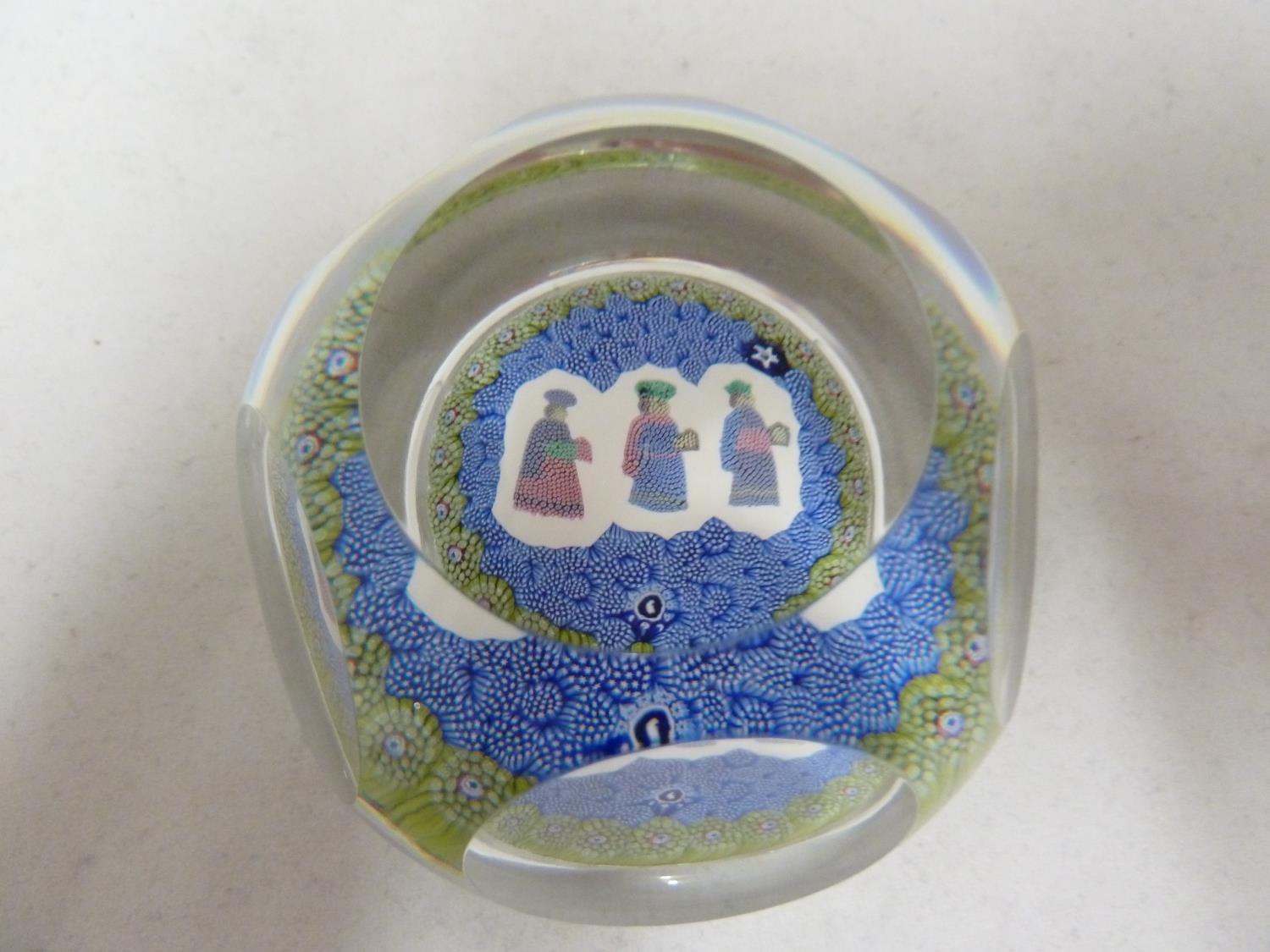 Geoffrey Baxter for Whitefriars - a Three Wise Men Christmas glass paperweight, Limited Edition of