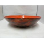 Monart - a red paisley shawl variant pattern bowl, the upper surface of cherry red, 29cm diam