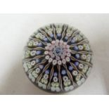 Perthshire - a glass paperweight, concentric millifiore canes, interspersed with candy twist canes,