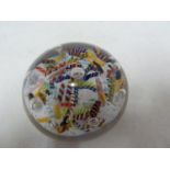 Paul Ysart - a glass paperweight, scrambled cane and bubble twisted cane, 7.5cm diam approx