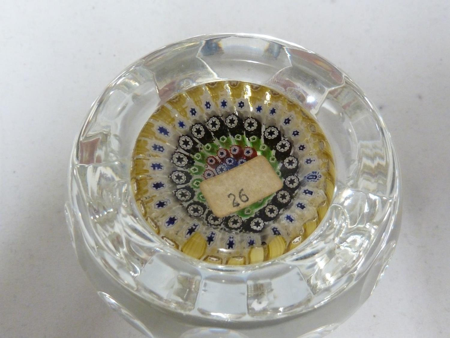 Whitefriars - a glass paperweight, concentric millifiori window cut, 1972, 7.5cm diam - Image 4 of 4