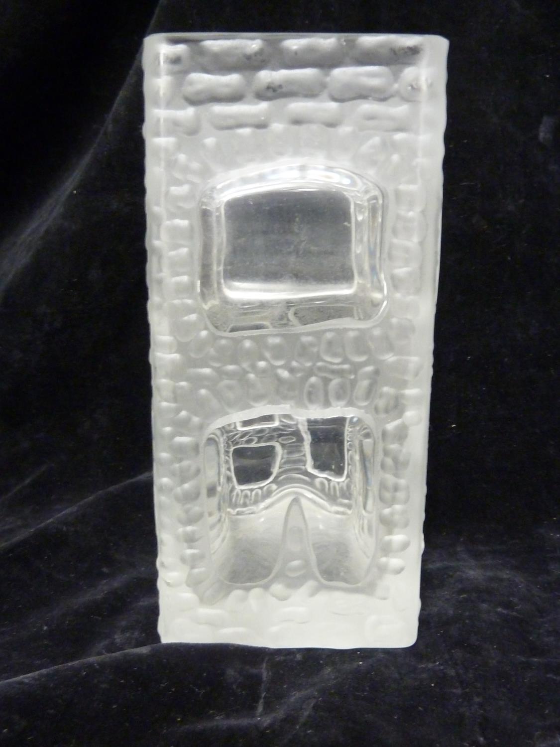 Czechoslovakian Glass - an abstract House vase, of square section moulded with irregular windows