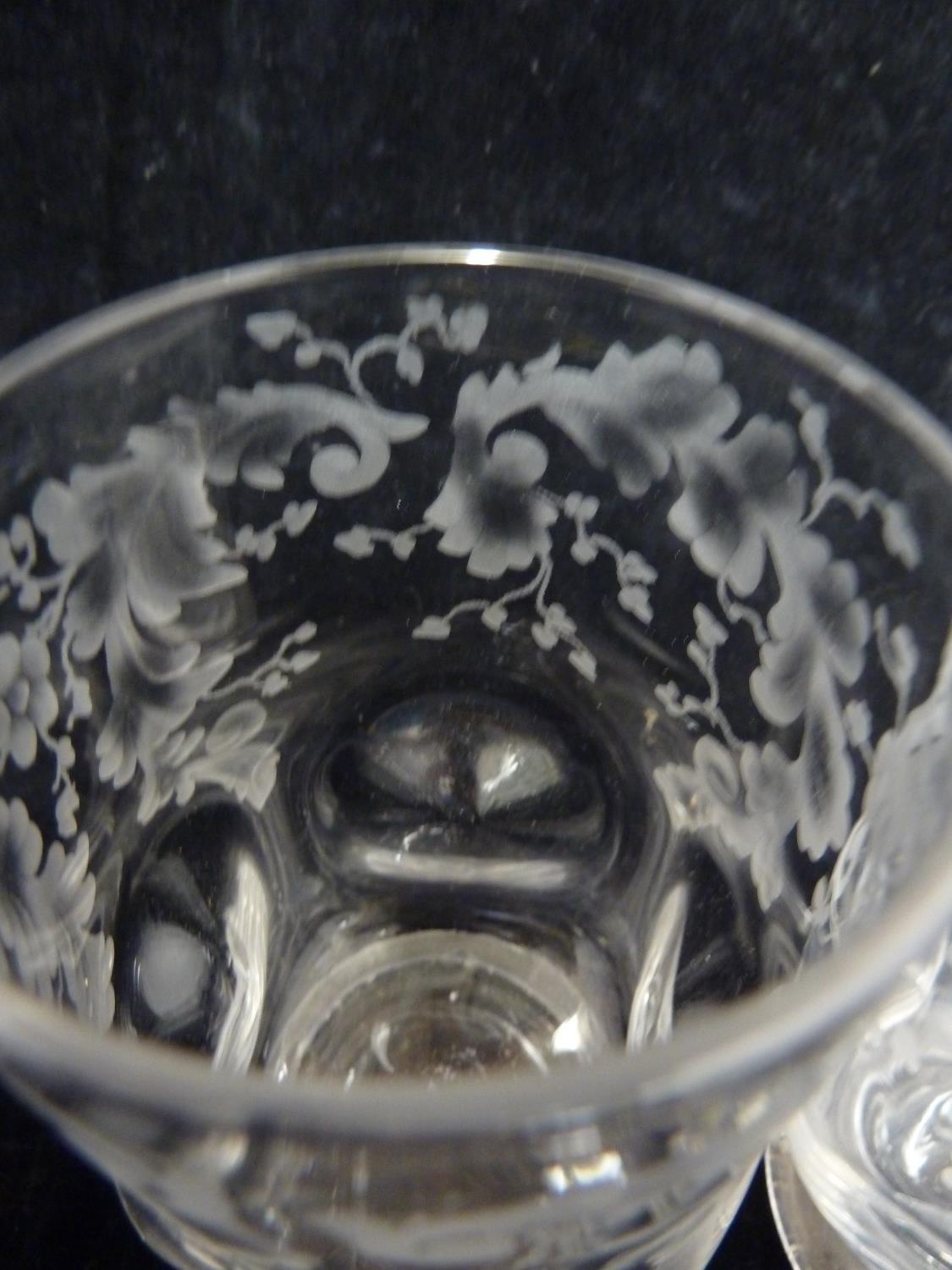 Stourbridge, England - two pairs of glass tumblers, colourless, one dimpled and engraved with - Image 3 of 9