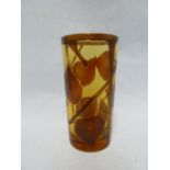 A. Faucci - an Italian cameo glass beaker, cylindrical of deep amber cut through to orange amber