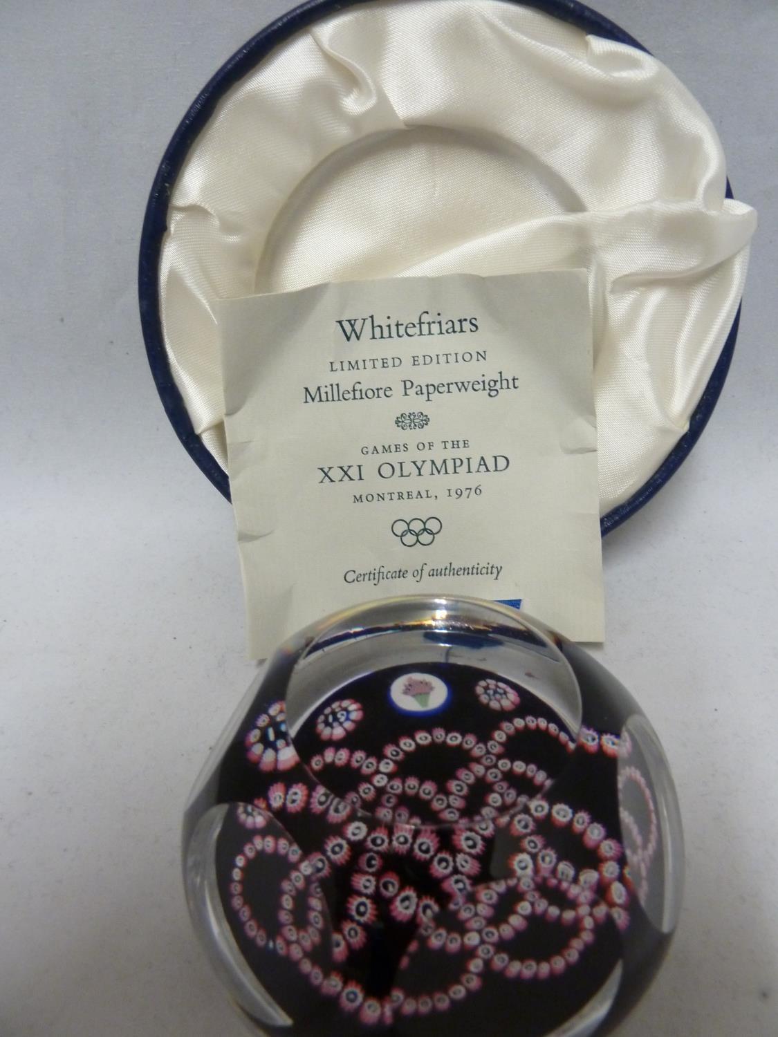 Whitefriars - a glass paperweight, Game of the XXI Olympiad, Montreal Olympic Games, 1976, Limited