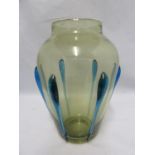 Barnaby Powell and James Hogan for Whitefriars - A 8857 Tear glass vase, sapphire blue on sea green,