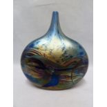Michael Harris for Isle of Wight Glass - a Nightscape lollipop vase, variegated nacreous blue and