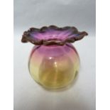 Thomas Webb - an Alexandrite glass posy vase, the globular body with flower head form rim, 6.5cm