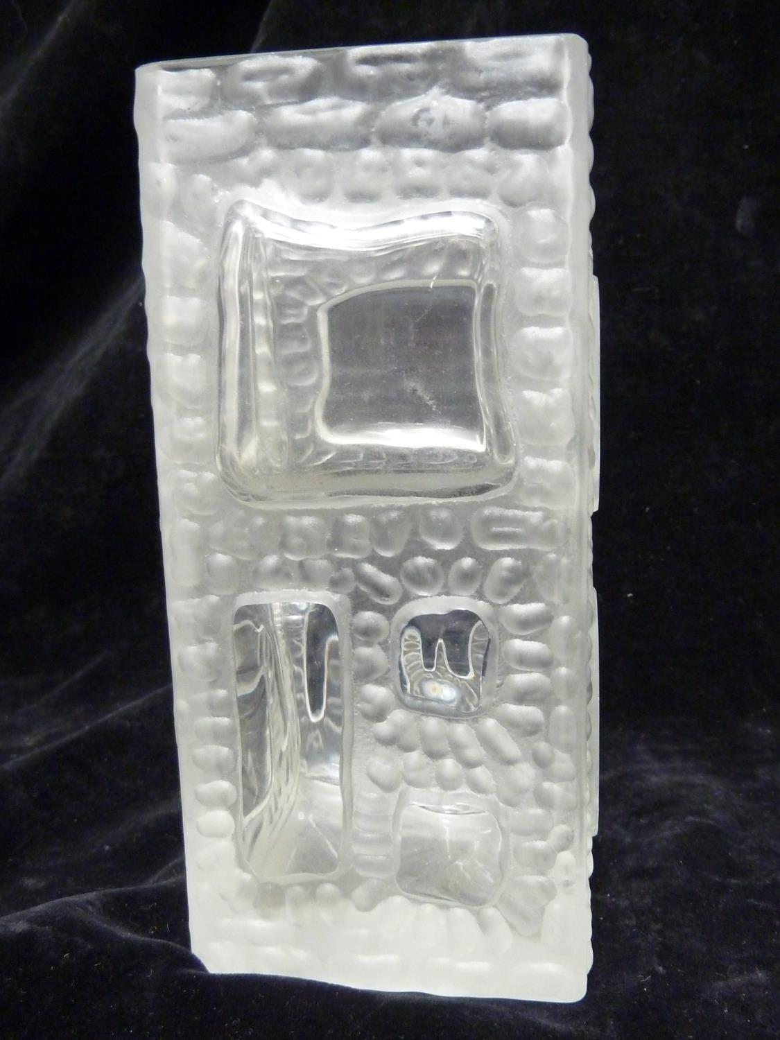 Czechoslovakian Glass - an abstract House vase, of square section moulded with irregular windows - Image 3 of 6