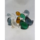 Whitefriars - 5 Dilly Ducks, various colours, 17cm max height (5)