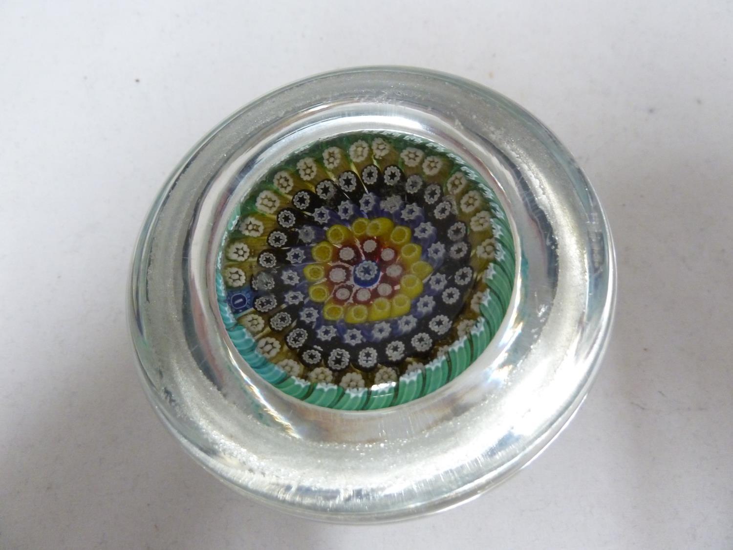 Whitefriars - a glass paperweight, concentric millifiori, canes, date cane for 1977 - Image 4 of 4