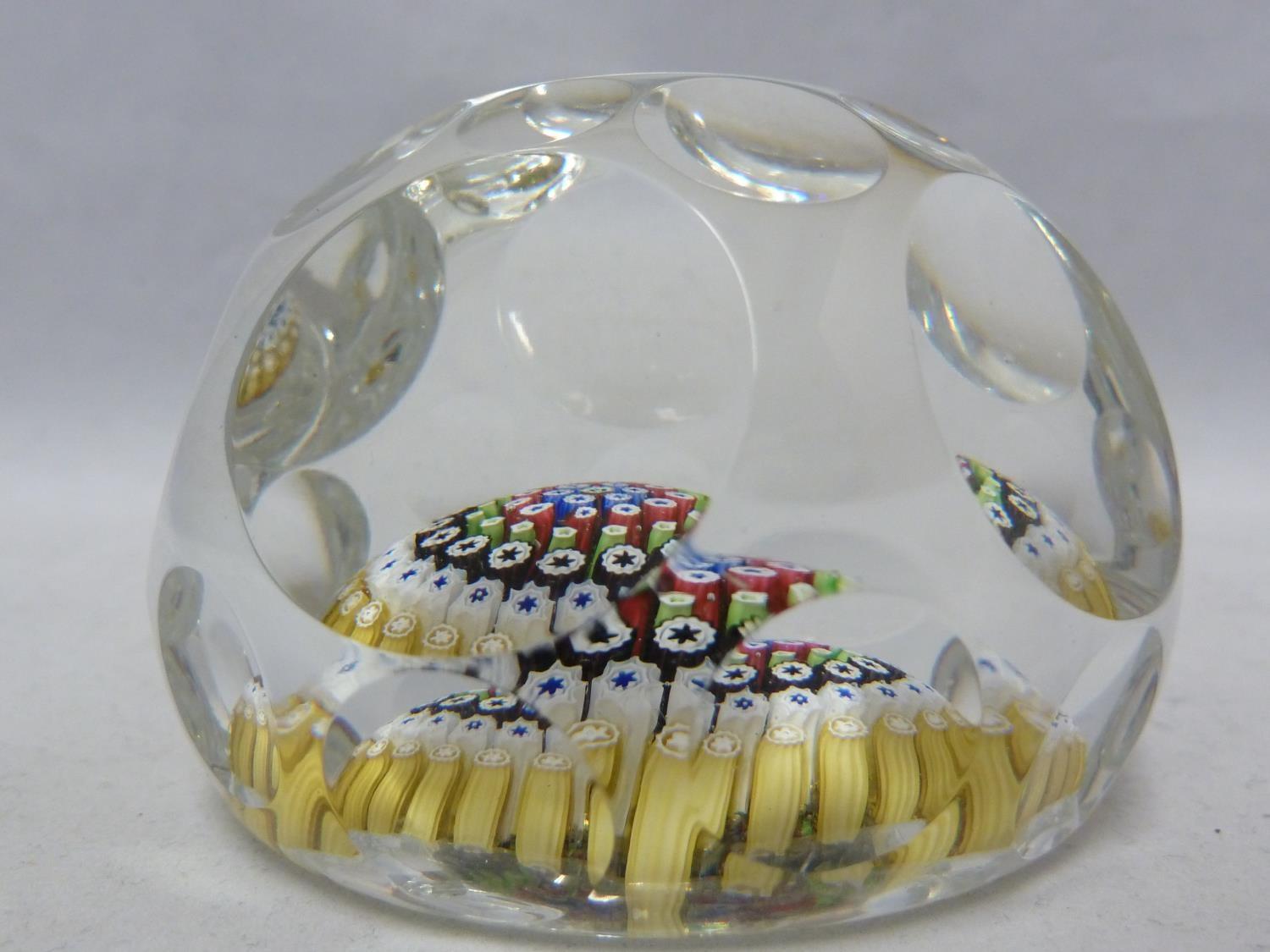 Whitefriars - a glass paperweight, concentric millifiori window cut, 1972, 7.5cm diam - Image 2 of 4