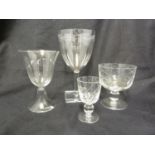 Keith Murray for Royal Brierley - Four drinking glasses, one decorated with engraved vine on a