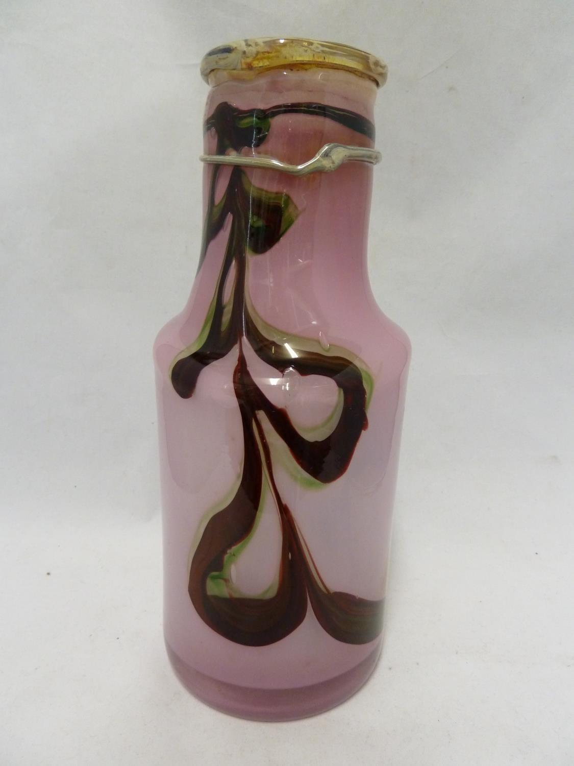 Samuel J. Herman (American) for Val St Lambert - a cylindrical glass vase with tapered neck, of pink - Image 7 of 7