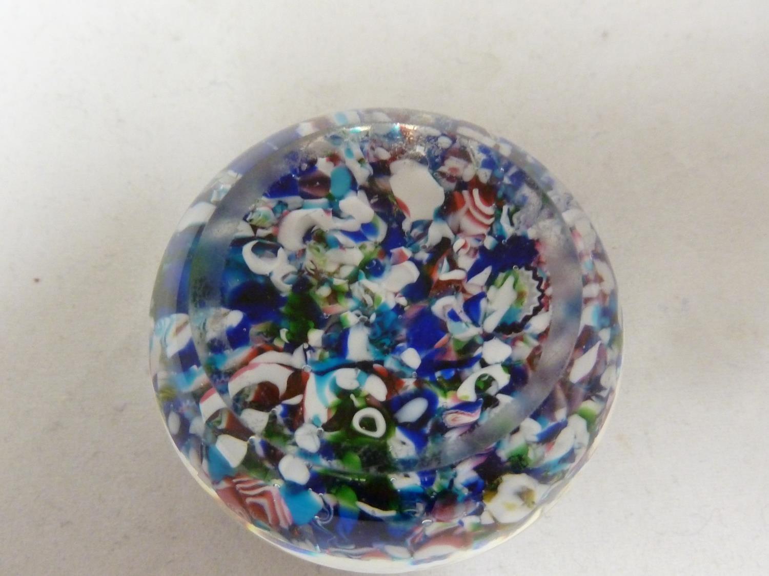 Clichy - a glass paperweight, close packed millifiori canes, 4.5cm diam - Image 4 of 4