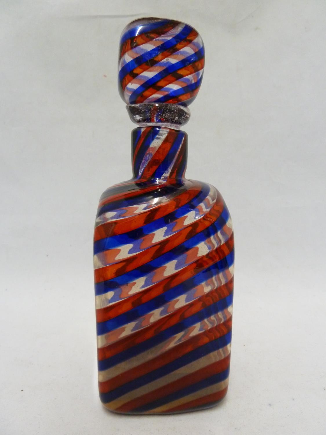 Barovier or Fratelli Toso - a glass decanter and stopper, of rectangular section and of spiraled - Image 2 of 8