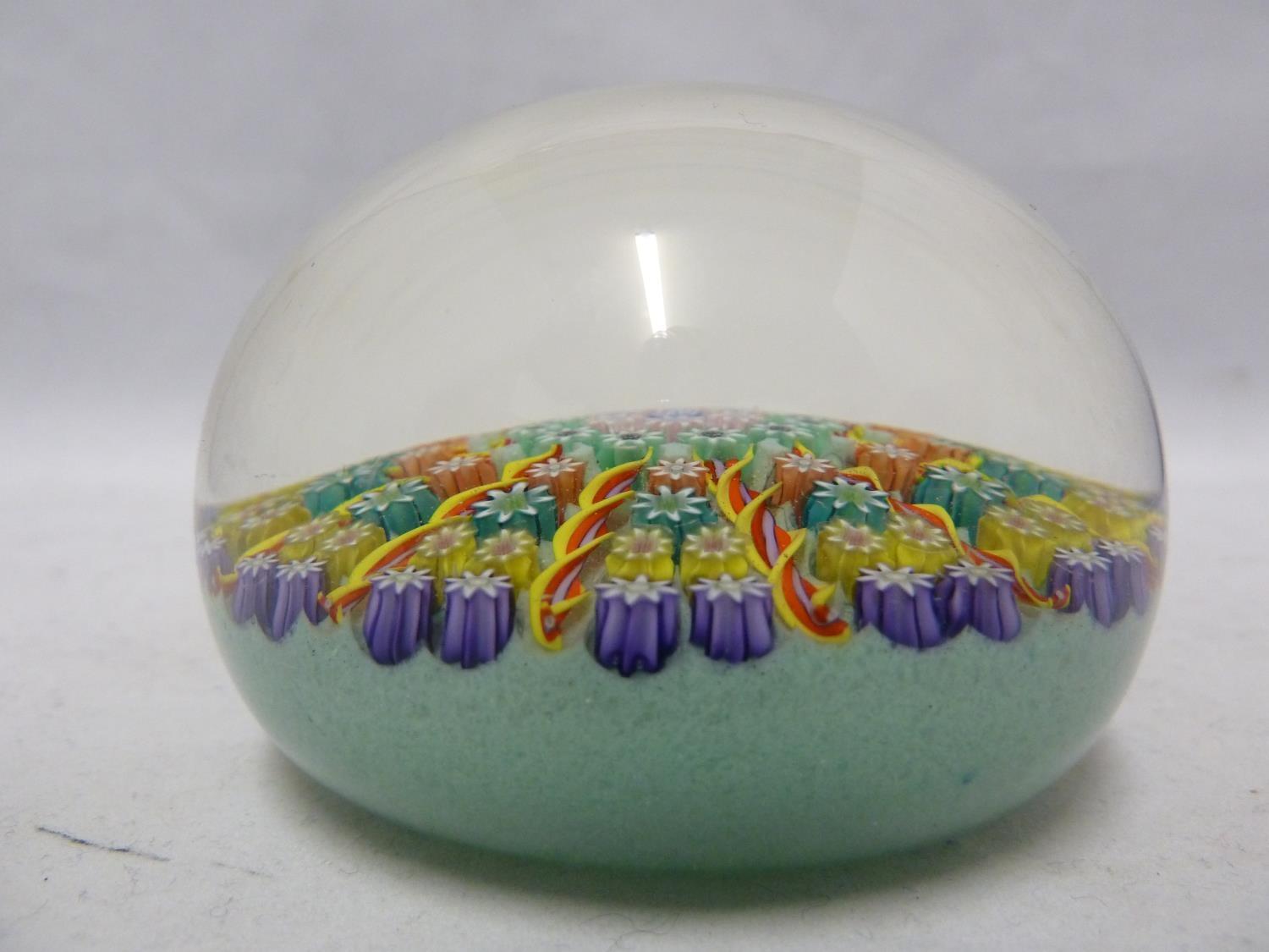 Perthshire - a glass paperweight, concentric millifiori interspersed with candy twist canes, 7.5cm - Image 2 of 4