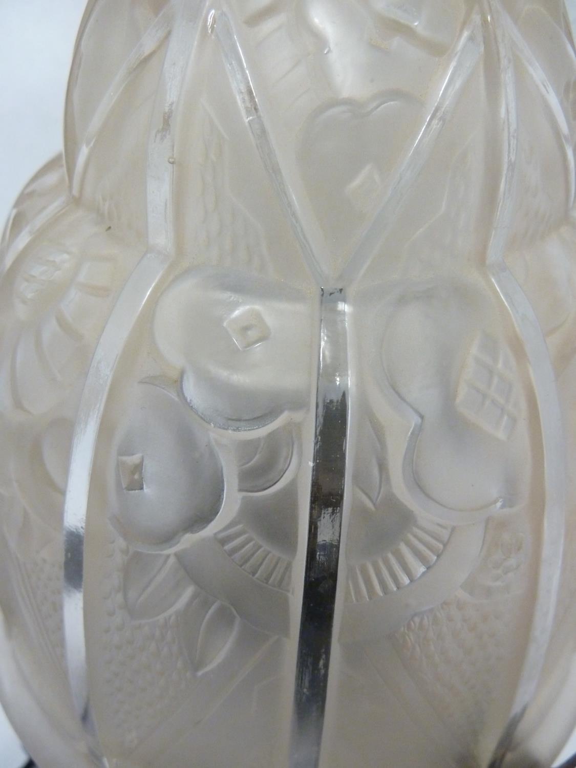 Art Deco Lighting - a glass shade of frosted glass and jelly mould form moulded with stylised - Image 3 of 7