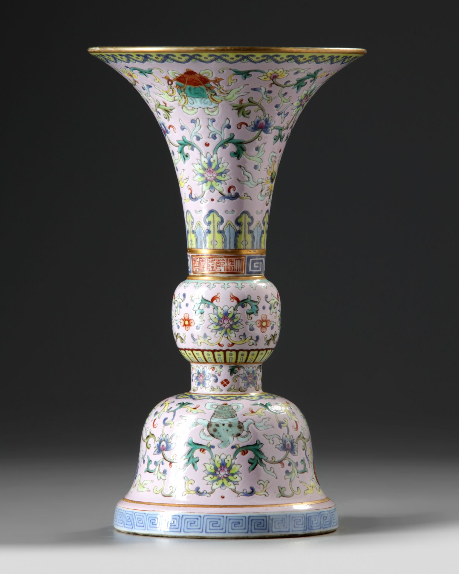 A CHINESE FAMILLE ROSE GU-VASE - Image 2 of 5