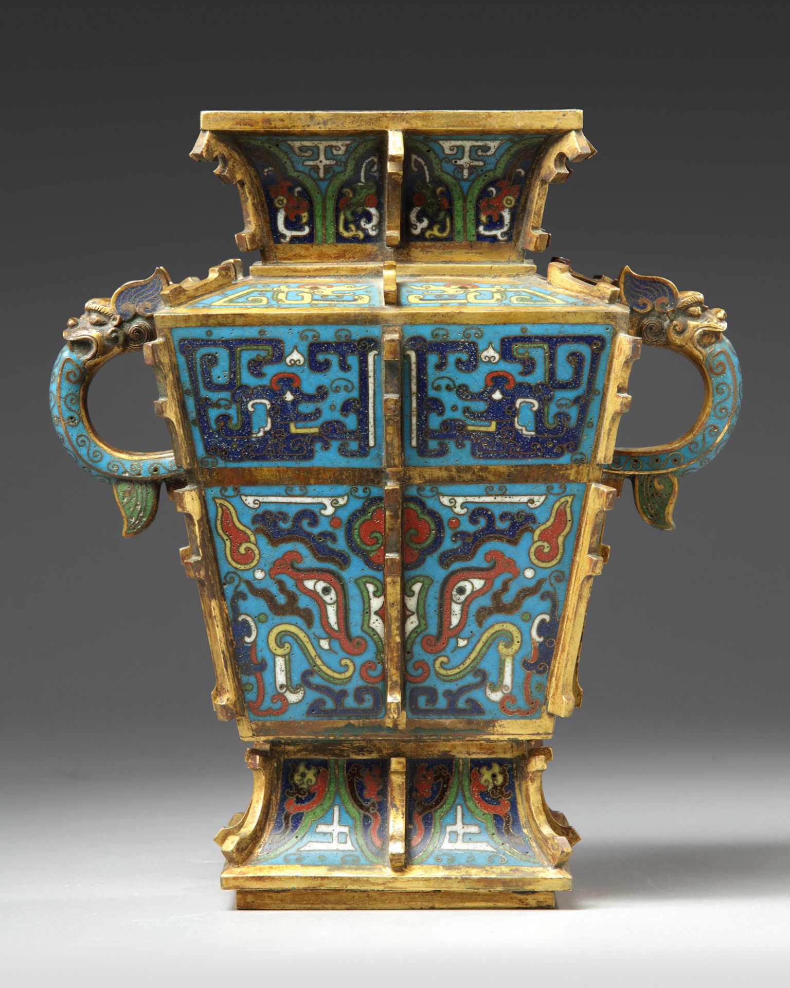 A CHINESE CLOISONNÉ ENAMEL 'ARCHAISTIC' VASE, FANGLEI