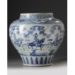 A LARGE CHINESE BLUE AND WHITE JAR