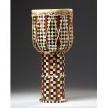 AN OTTMAN MOTHER-OF-PEARL AND COLOURED WOOD-INLAID DRUM