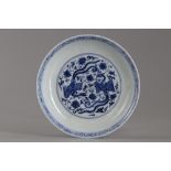 A CHINESE BLUE AND WHITE 'PHOENIX' DISH