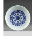 A CHINESE BLUE AND WHITE DISH