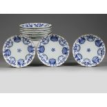 EIGHT JAPANESE BLUE AND WHITE ARITA DISHES