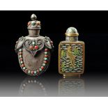 A CHINESE CLOISONNÉ AND A FILLIGREE SNUFF BOTTLE