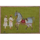AN INDIAN MINIATURE DEPICTING TWO MAN AND A HORSE