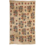 AN OTTOMAN LINEN EMBROIDERED QUILT COVER OR CURTAIN PANEL SECTION