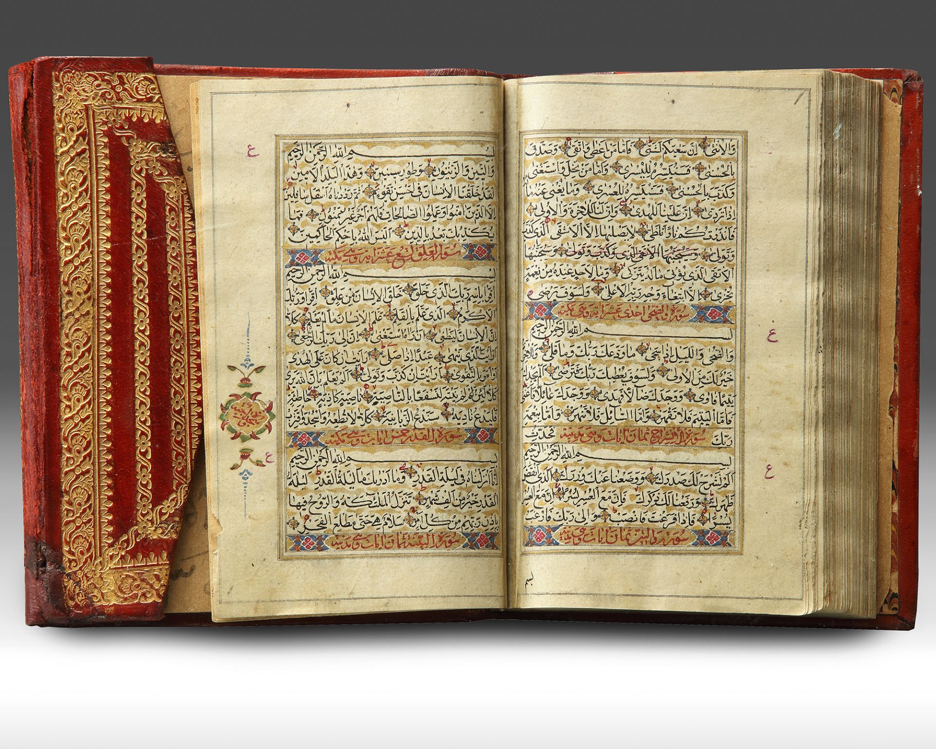 A SMALL RED LEATHER-BOUND QURAN - Image 2 of 4