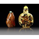 TWO CHINESE RESIN SNUFF BOTTLES