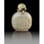 A LARGE CHINESE ROCK CRYSTAL 'LONGEVITY' SNUFF BOTTLE