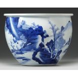 A CHINESE BLUE AND WHITE JARDIENIERE