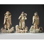 THREE JAPANESE SATSUMA FIGURES