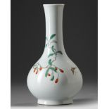 A CHINESE FAMILLE VERTE BOTTLE VASE