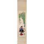 A CHINESE 'LADY AND DUCKS' HANGING SCROLL - SHI GUOLIANG