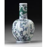 A CHINESE SMALL DOUCAI GLAZED BOTTLE VASE