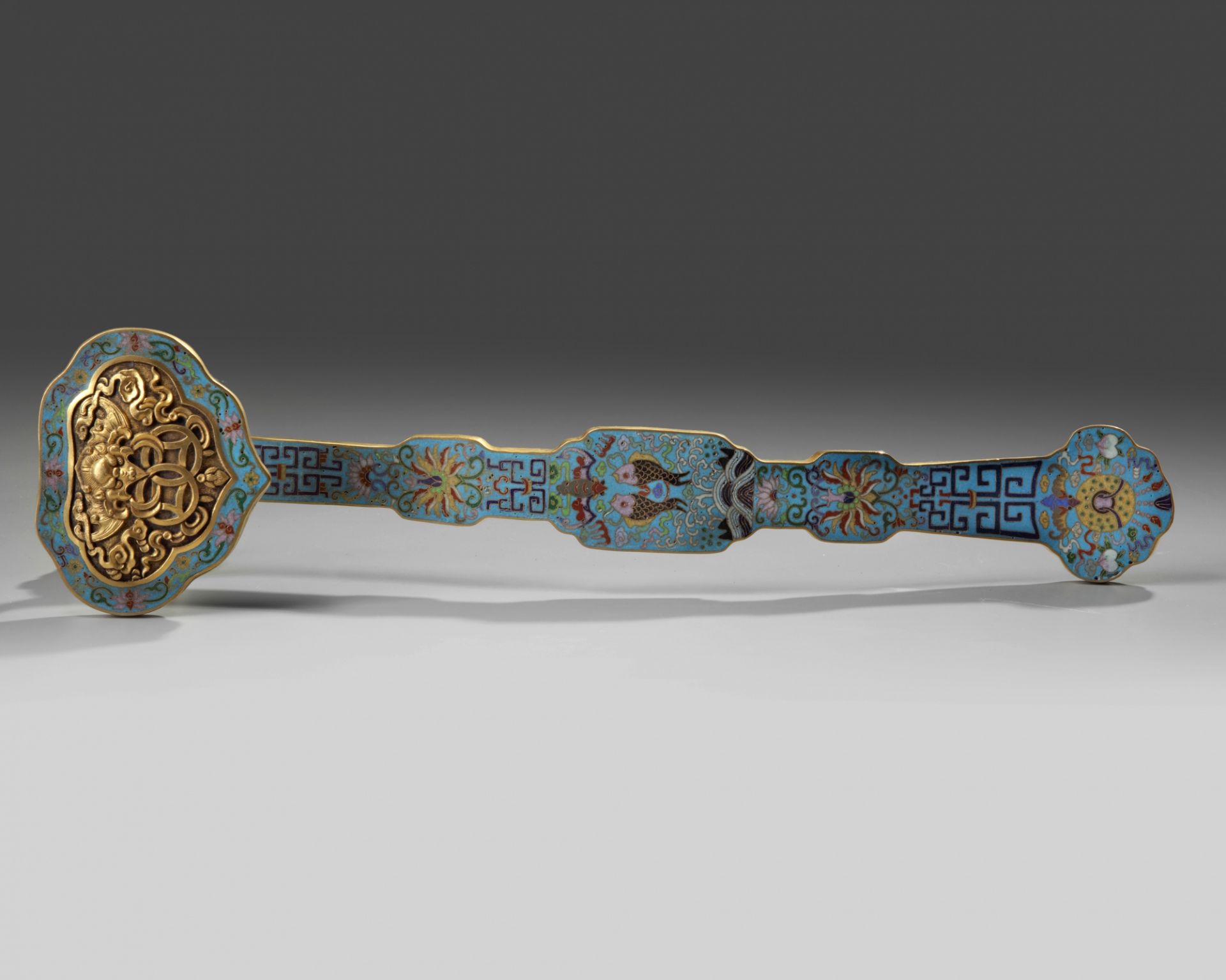 A CHINESE CLOISONNÉ ENAMEL RUYI-SCEPTRE