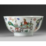 A CHINESE FAMILLE VERTE 'PRECIOUS OBJECTS' BOWL